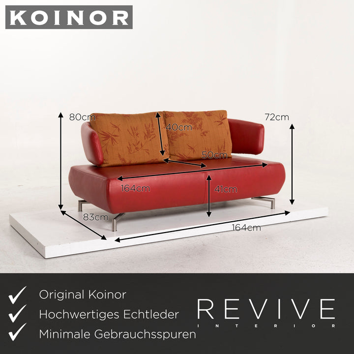 Koinor leather sofa set red 1x three-seater 1x two-seater 1x armchair #12727