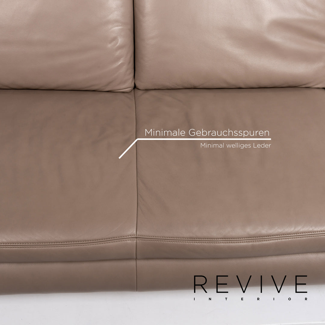 Koinor Leder Sofa Graubeige Grau Dreisitzer Couch #13542