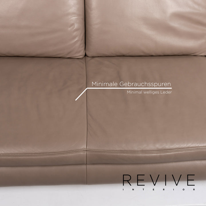 Koinor Leder Sofa Graubeige Grau Dreisitzer Couch #13542