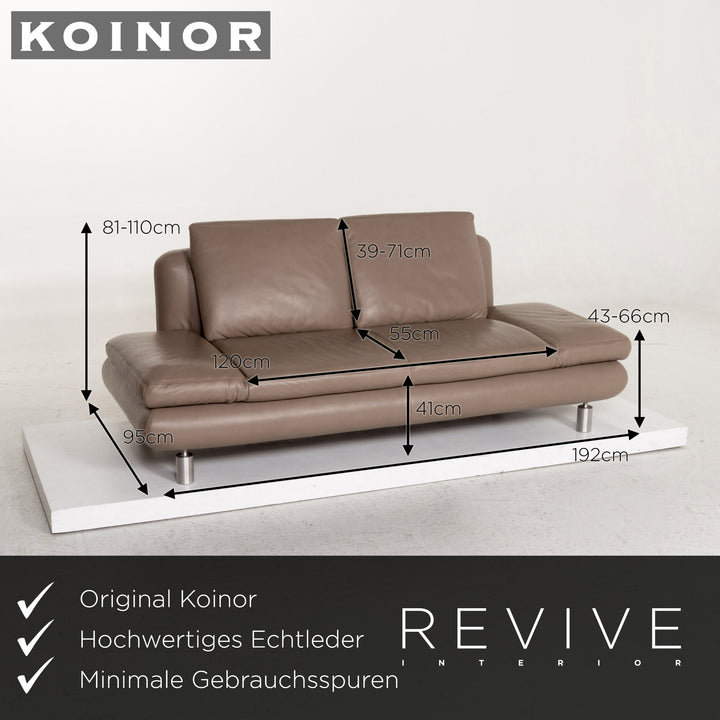 Koinor Leder Sofa Graubeige Grau Dreisitzer Couch #13542