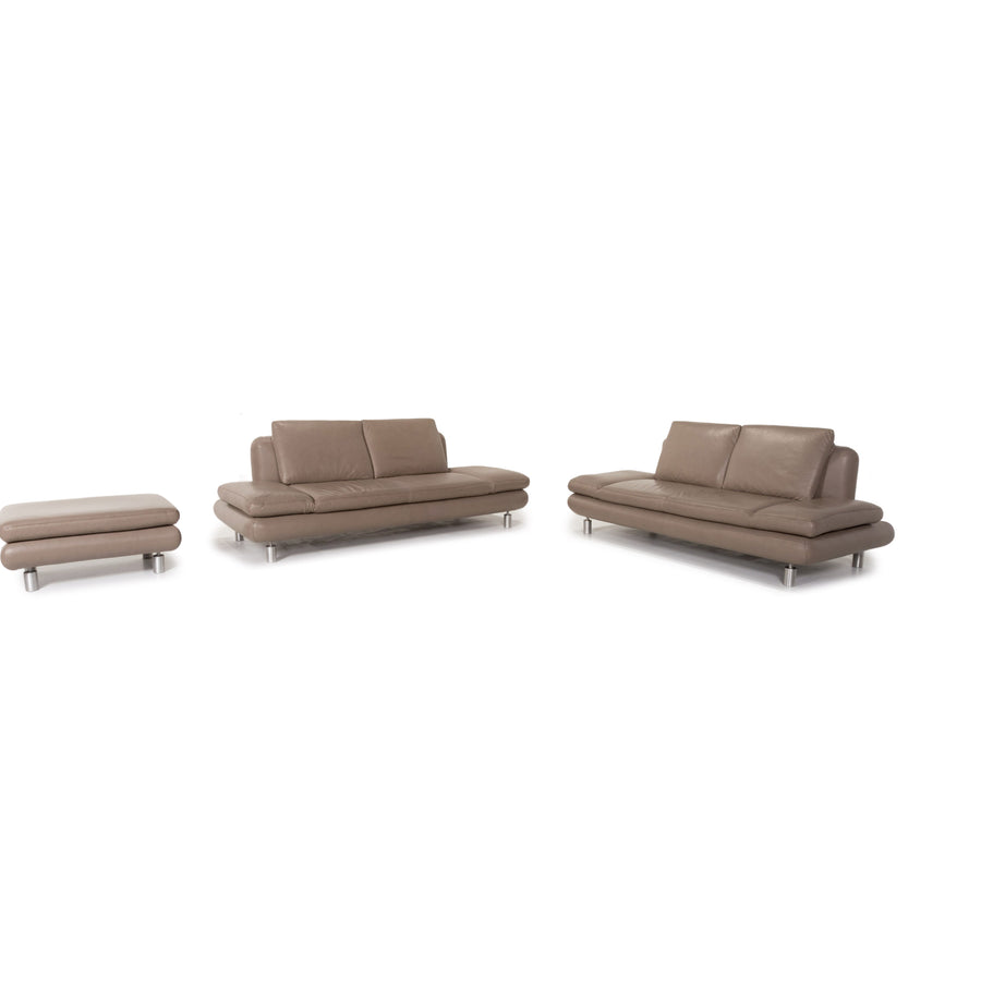 Koinor Leder Sofa Graubeige Grau Dreisitzer Couch #13542