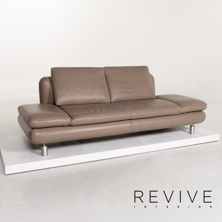 Koinor Leder Sofa Graubeige Grau Dreisitzer Couch #13542