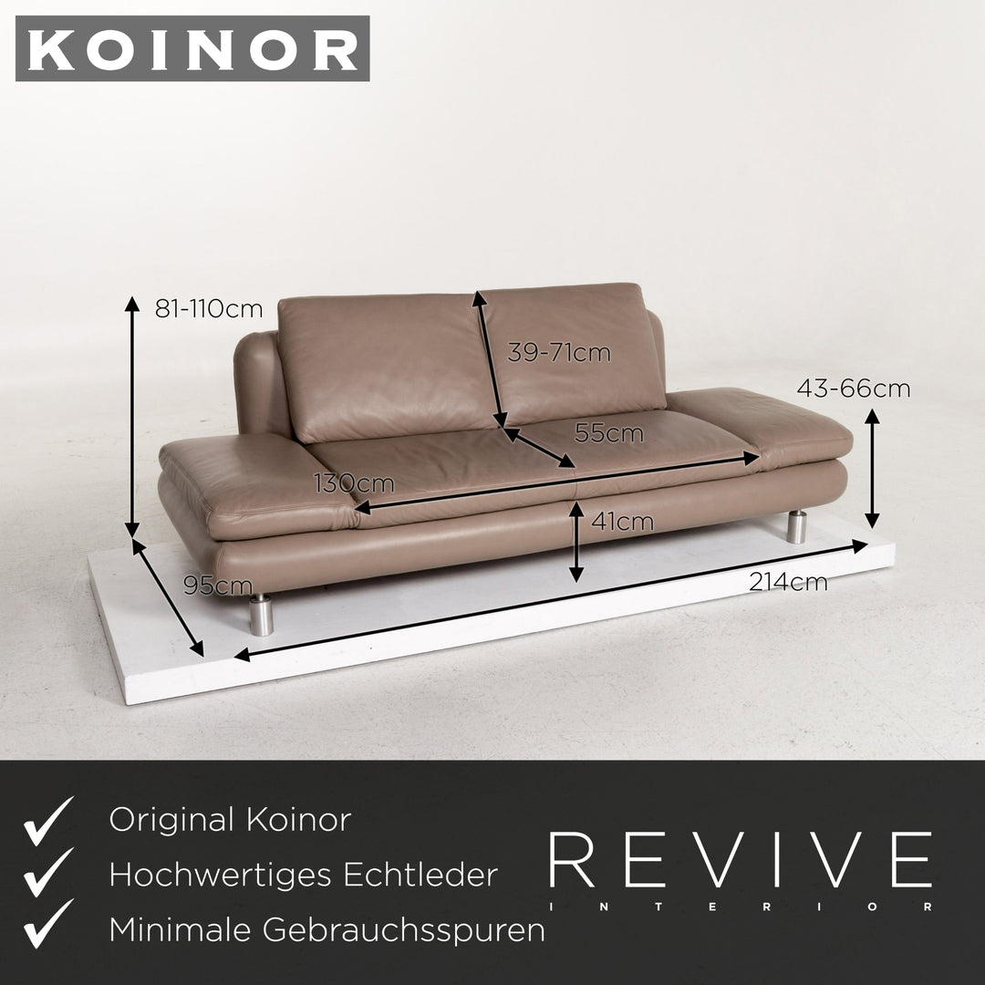 Koinor Leder Sofa Graubeige Grau Dreisitzer Couch #13542