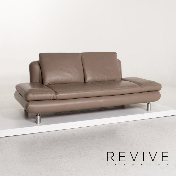 Koinor Leder Sofa Graubeige Grau Zweisitzer Couch #13218