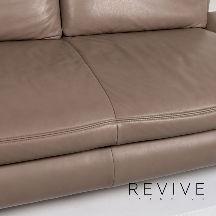 Koinor Leder Sofa Graubeige Grau Zweisitzer Couch #13218