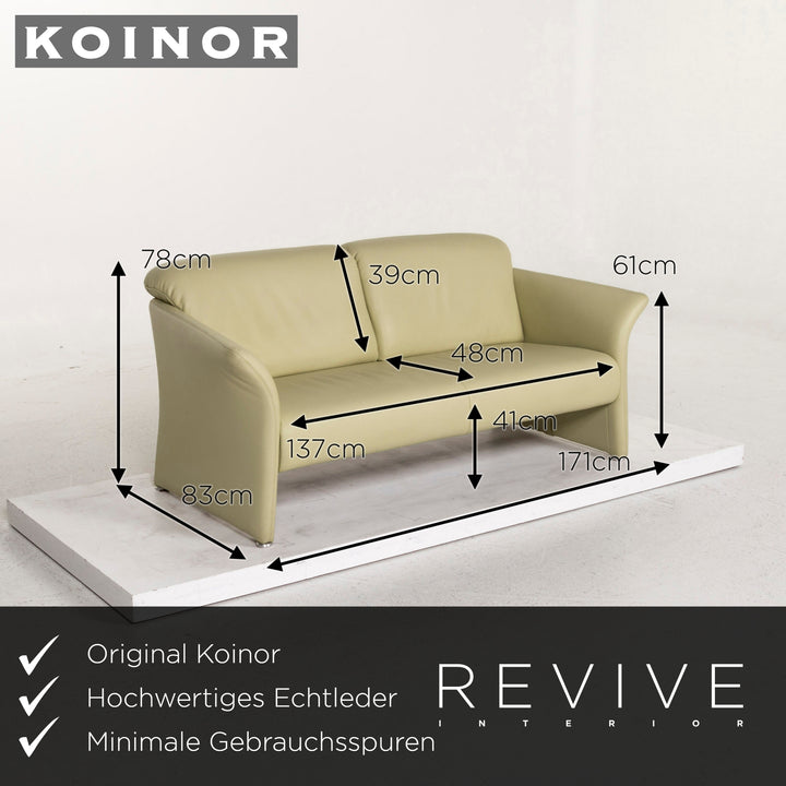 Koinor Leather Sofa Green Three Seater Couch #12832