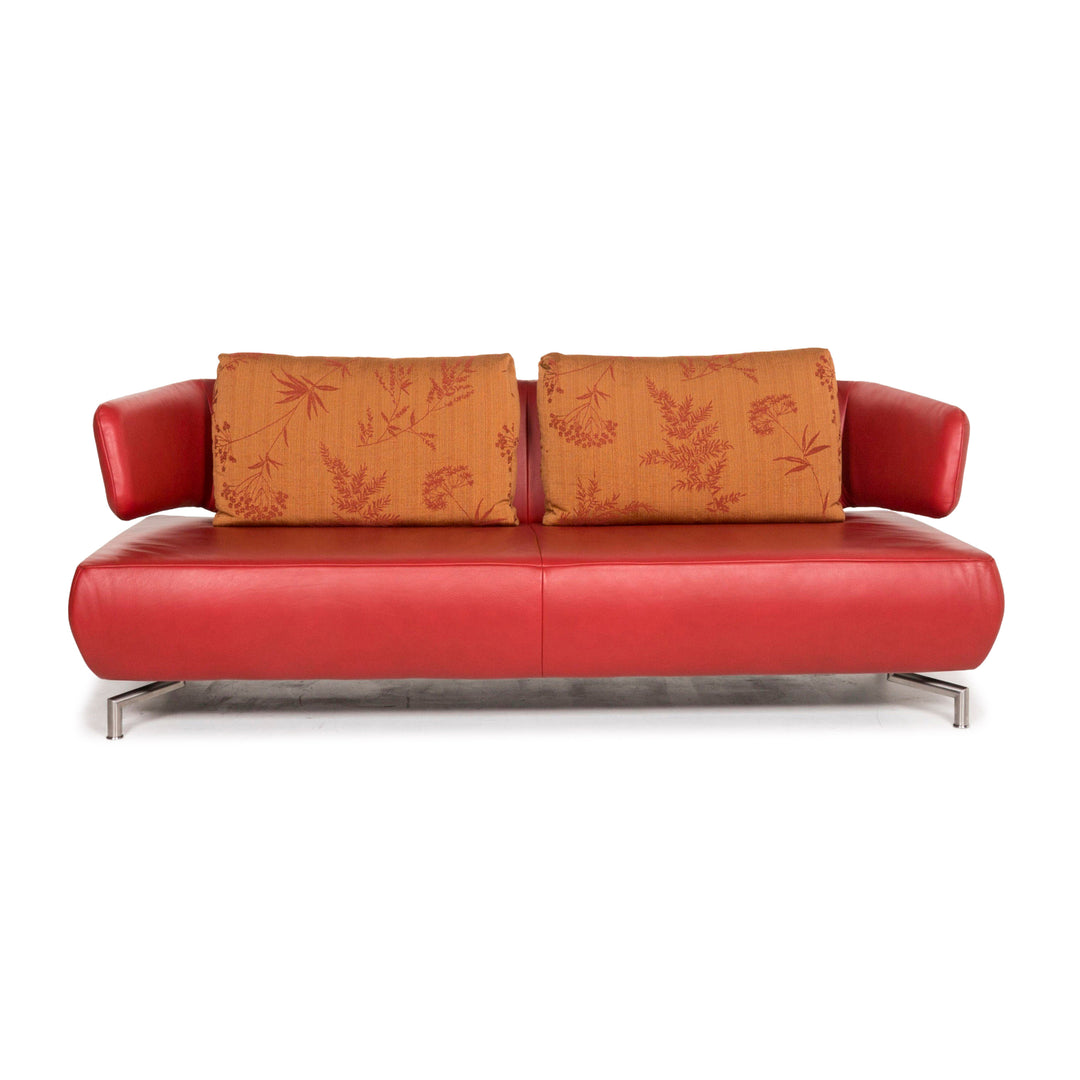 Koinor Leder Sofa Rot Dreisitzer Couch #12338
