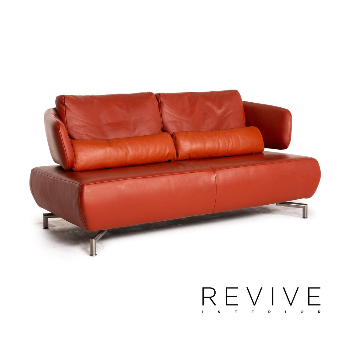 Koinor Leder Sofa Rot Orange Zweisitzer Couch