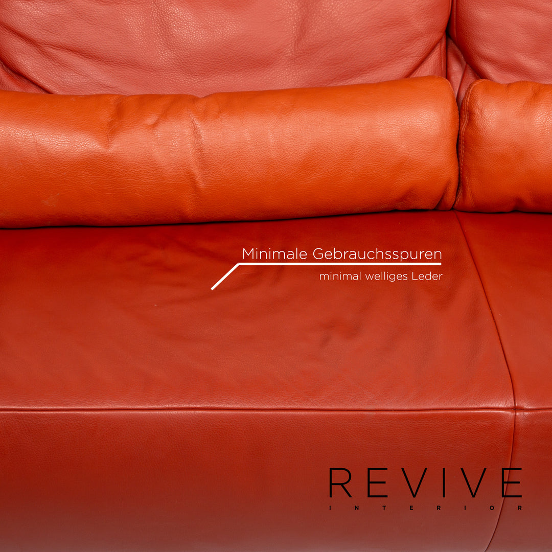 Koinor Leder Sofa Rot Orange Zweisitzer Couch