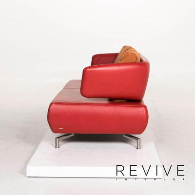 Koinor Leder Sofa Rot Zweisitzer Couch #12337
