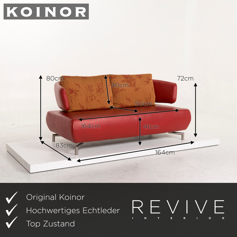 Koinor Leder Sofa Rot Zweisitzer Couch 