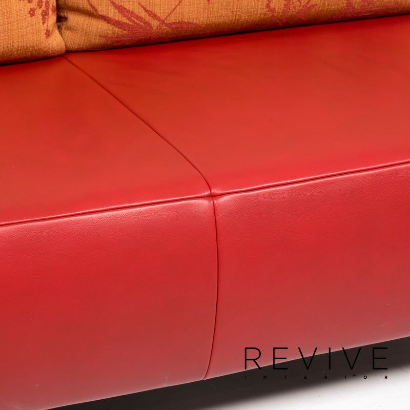 Koinor Leder Sofa Rot Zweisitzer Couch 