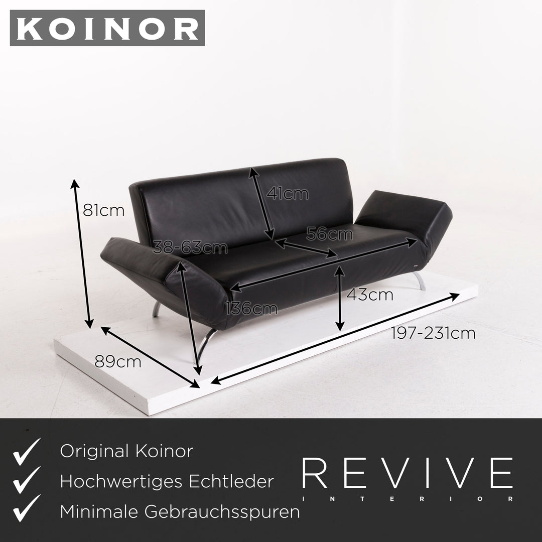 Koinor Leather Sofa Black Three Seater #12298