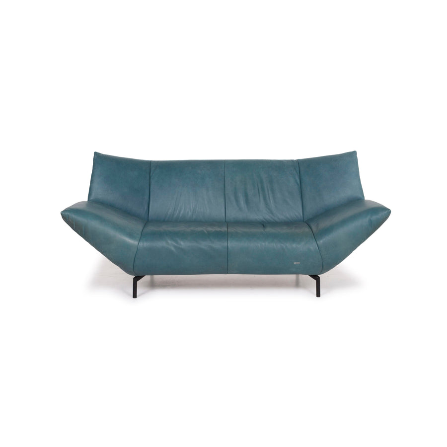 Koinor Leather Sofa Turquoise Blue Green Two Seater #12189