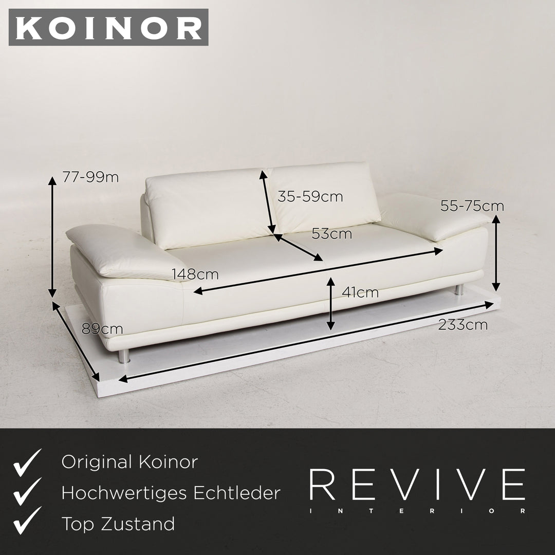 Koinor Leder Sofa Weiß Dreisitzer Funktion Couch #13429