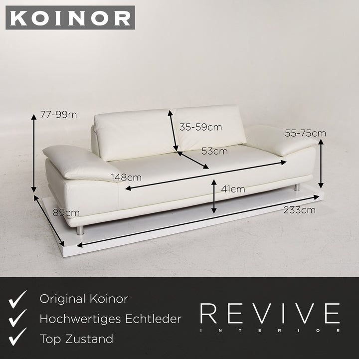 Koinor Leder Sofa Weiß Dreisitzer Funktion Couch #13429