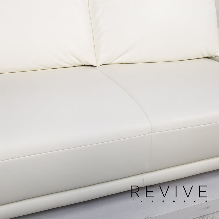 Koinor Leder Sofa Weiß Dreisitzer Funktion Couch #13429