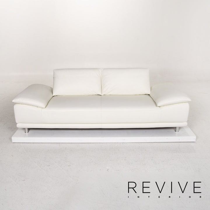 Koinor Leder Sofa Weiß Dreisitzer Funktion Couch #13429