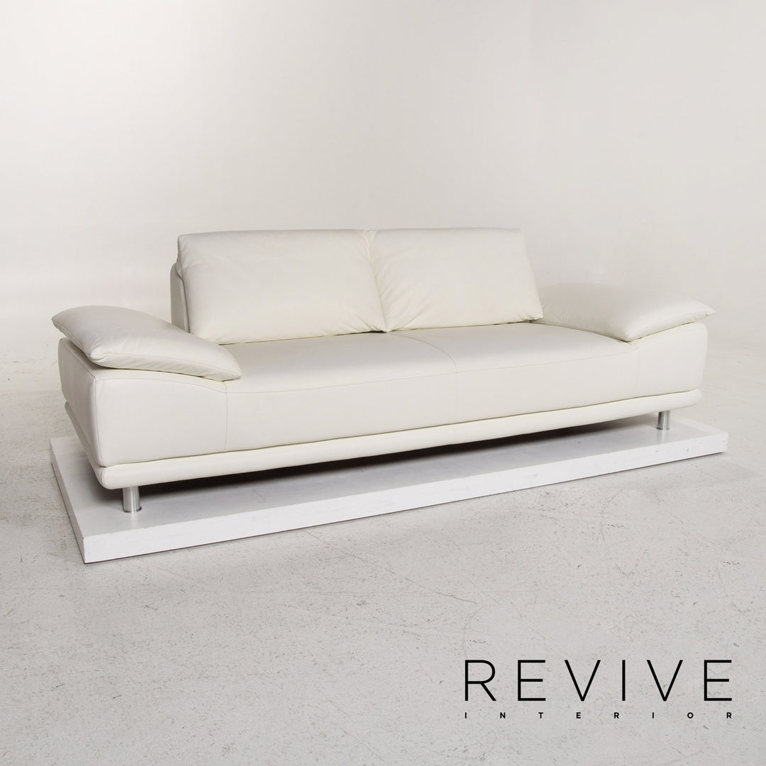 Koinor Leder Sofa Weiß Dreisitzer Funktion Couch #13429