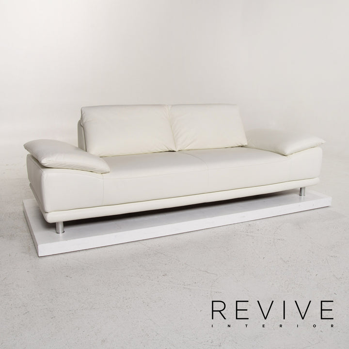 Koinor Leder Sofa Weiß Dreisitzer Funktion Couch #13429