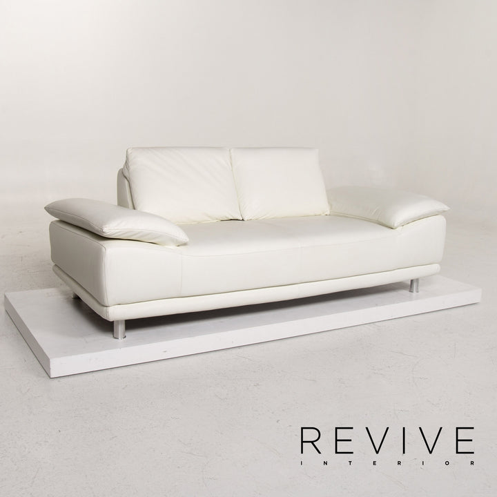 Koinor Leder Sofa Weiß Zweisitzer Funktion Couch #13428