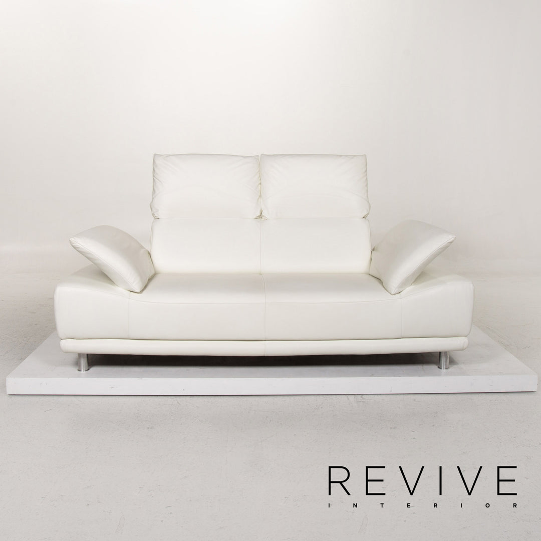 Koinor Leder Sofa Weiß Zweisitzer Funktion Couch #13428