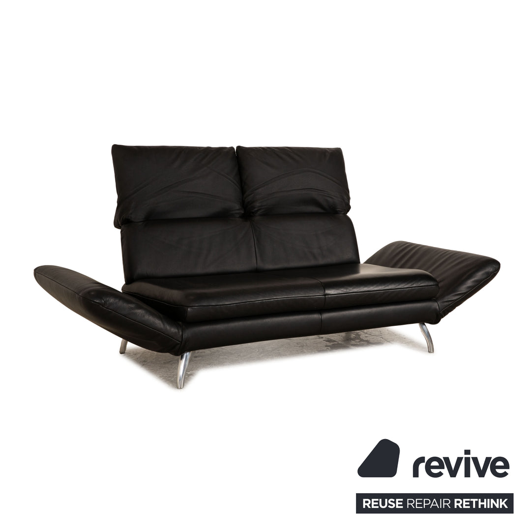 Koinor Leder Zweisitzer Schwarz manuelle Funktion Sofa Couch