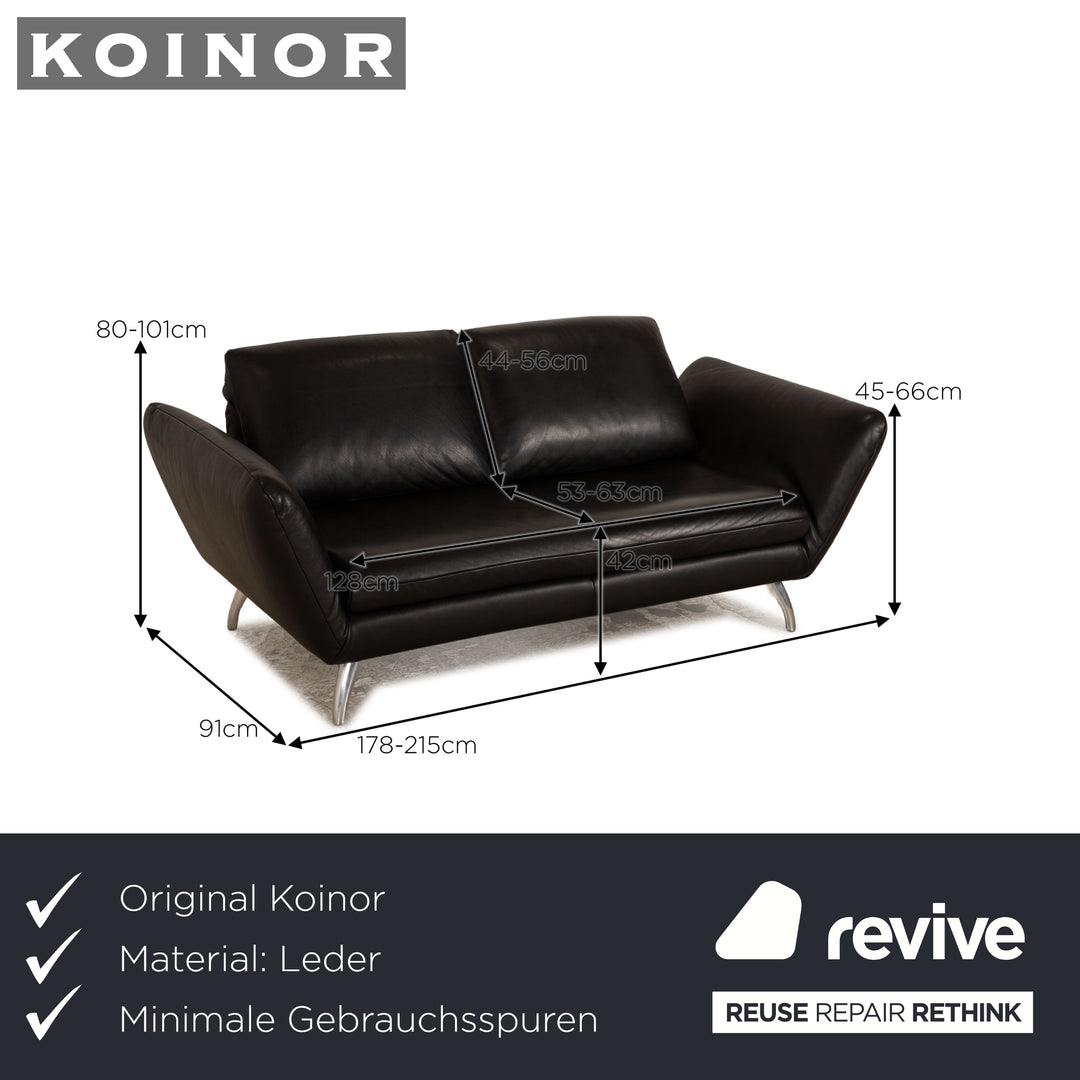 Koinor Leder Zweisitzer Schwarz manuelle Funktion Sofa Couch