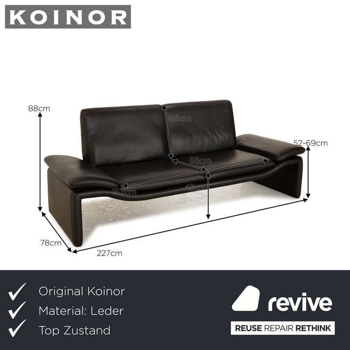 Koinor Cuir Deux Places Noir Fonction Manuelle Canapé Canapé Fonction Manuelle