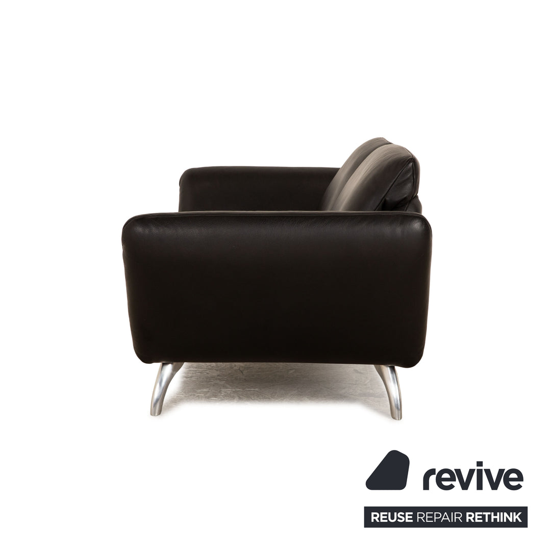 Koinor Leder Zweisitzer Schwarz manuelle Funktion Sofa Couch