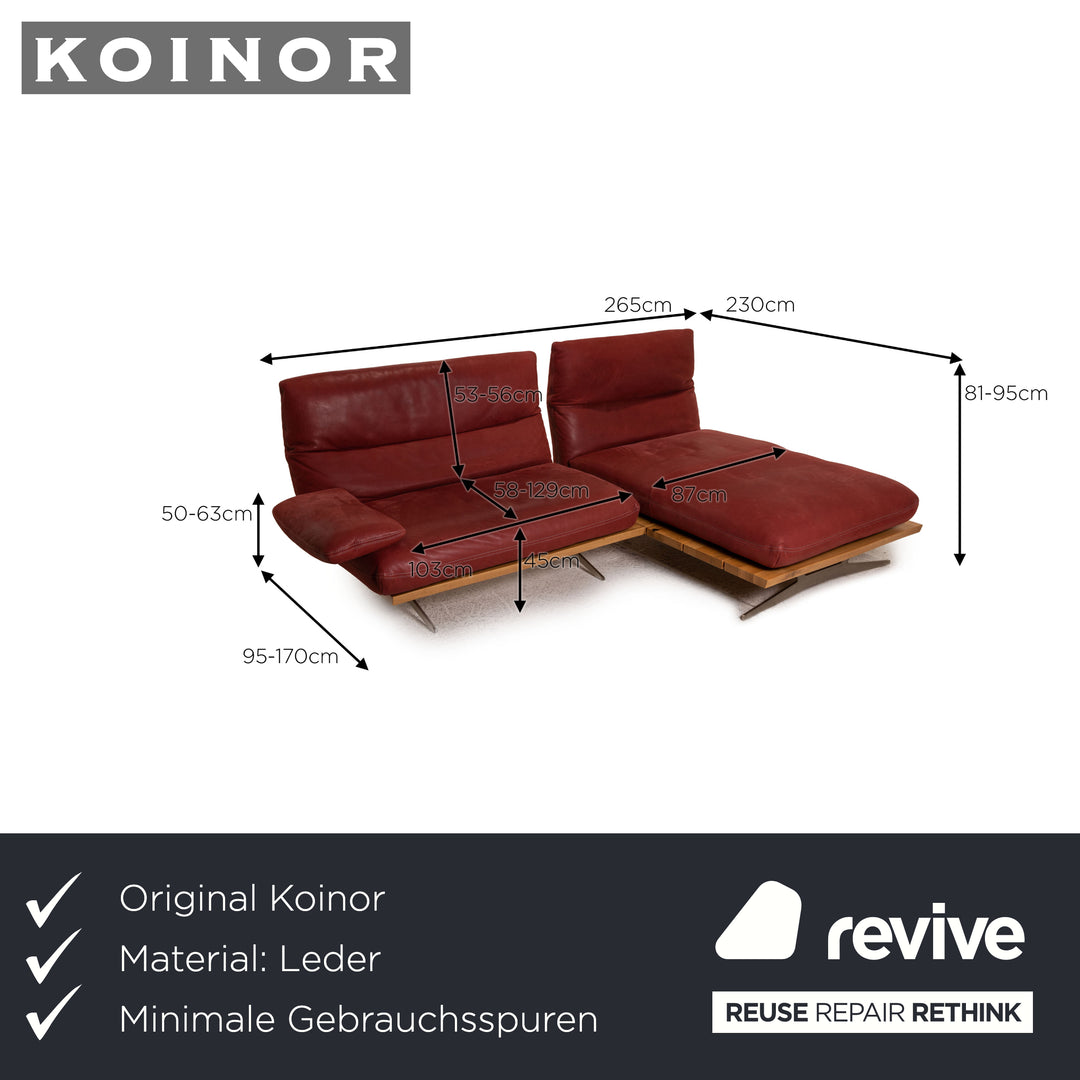 Koinor Mary Leder Sofa Rot Ecksofa Couch Funktion