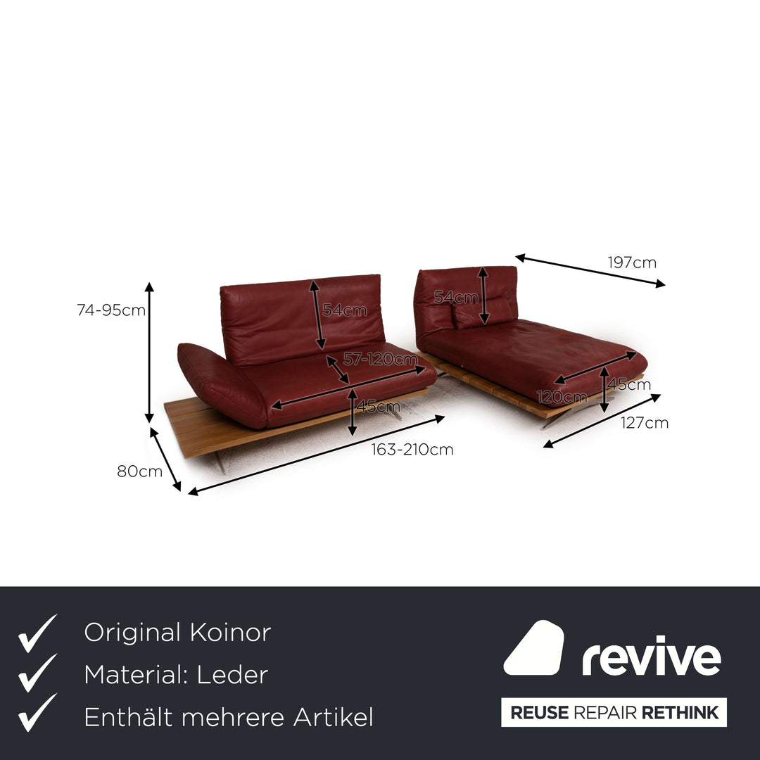 Koinor Marylin Leder Sofa Garnitur Rot Ecksofa Hocker Couch Funktion