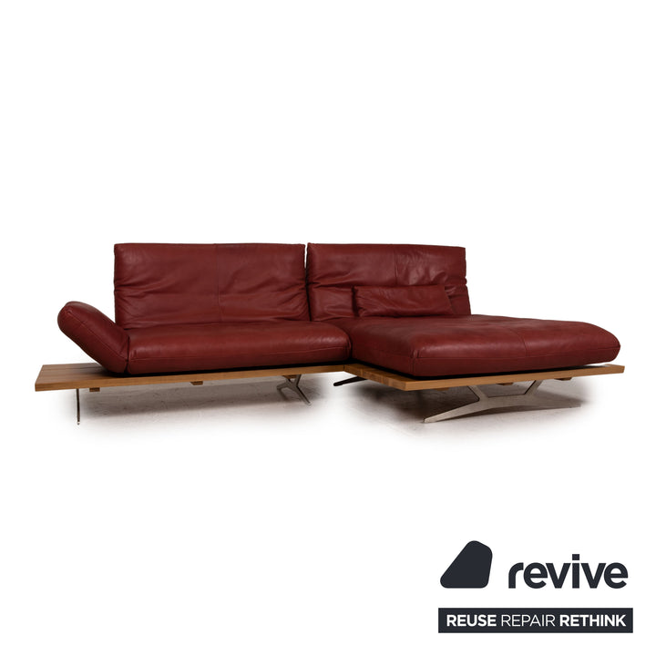 Koinor Marylin Leder Sofa Garnitur Rot Ecksofa Hocker Couch Funktion