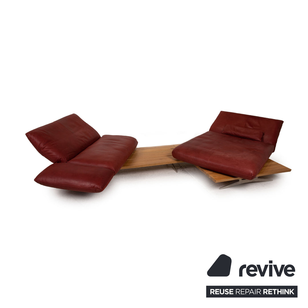 Koinor Marylin Leder Sofa Garnitur Rot Ecksofa Hocker Couch Funktion