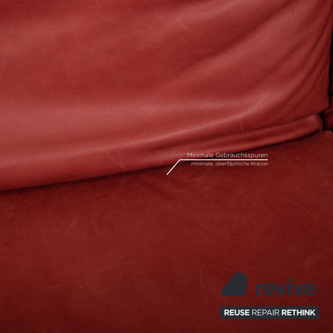 Koinor Marylin Leder Sofa Garnitur Rot Ecksofa Hocker Couch Funktion