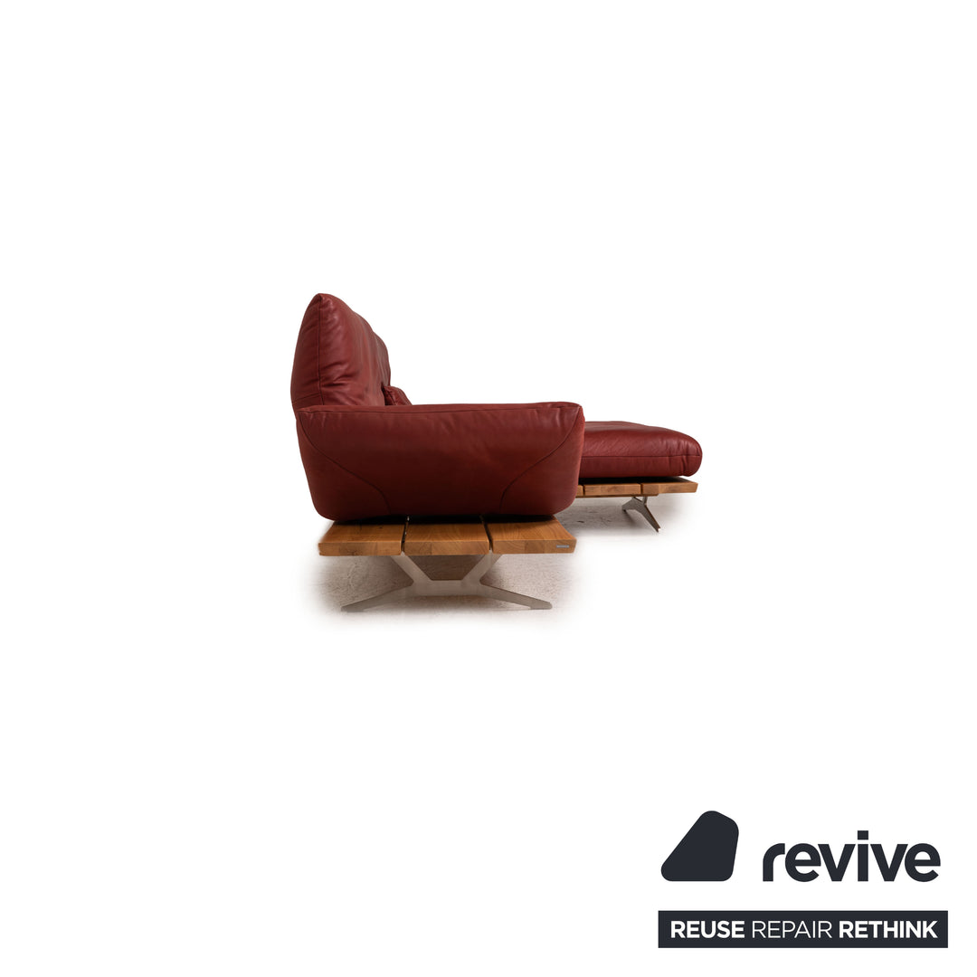 Koinor Marylin Leder Sofa Garnitur Rot Ecksofa Hocker Couch Funktion