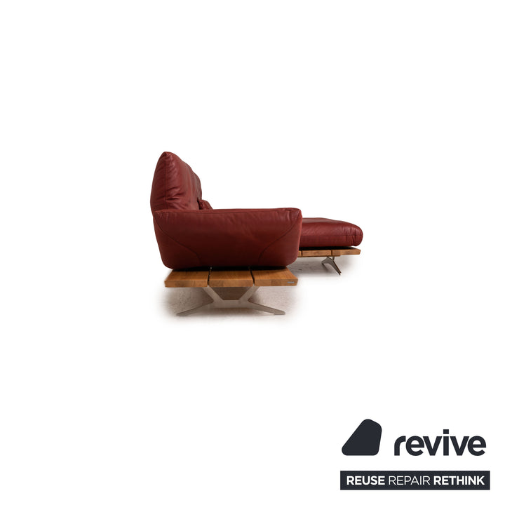 Koinor Marylin Leder Sofa Garnitur Rot Ecksofa Hocker Couch Funktion