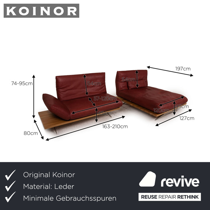 Koinor Marylin Leather Sofa Red Corner Sofa Couch Function