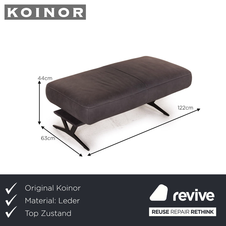 Koinor MONROE Leather Pouf Gray Ottoman