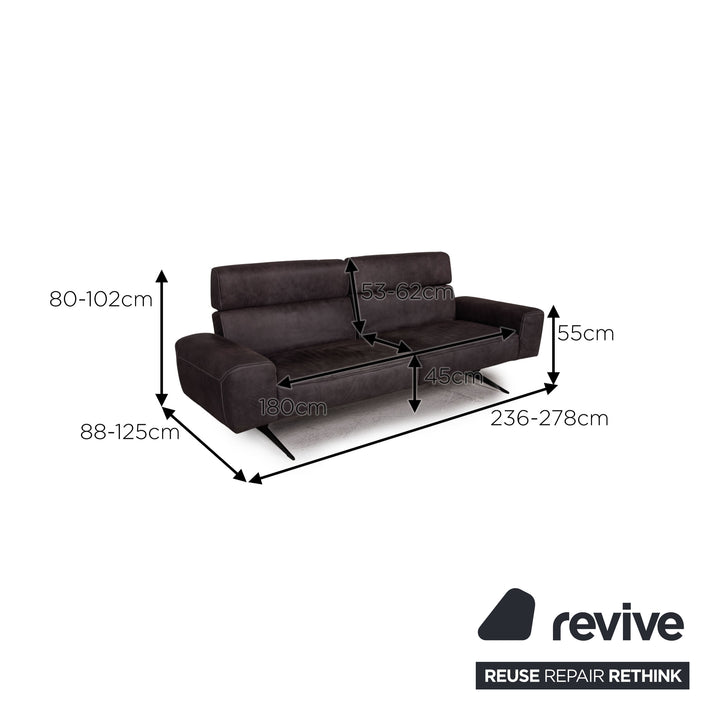 Koinor MONROE leather sofa set gray 2x three-seater 1x stool function