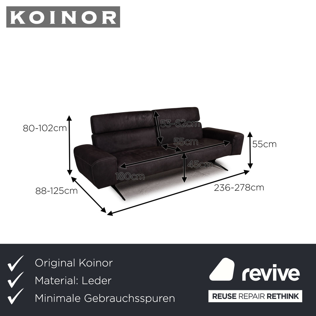 Koinor MONROE Leather Sofa Gray Three Seater Couch Function