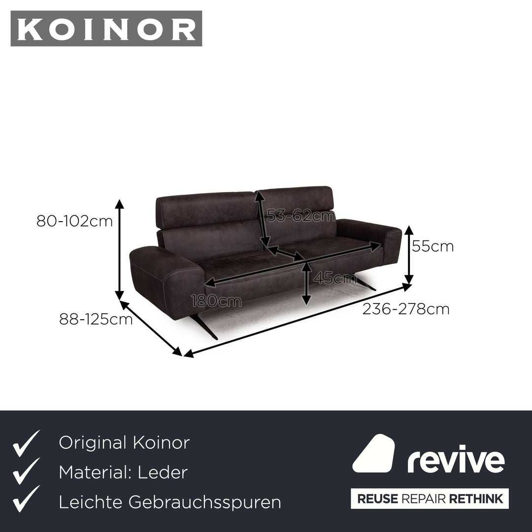 Koinor MONROE Leder Sofa Grau Dreisitzer Couch Funktion