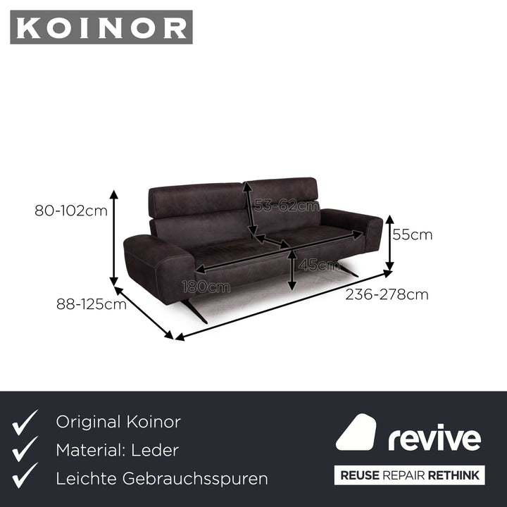 Koinor MONROE Leder Sofa Grau Dreisitzer Couch Funktion