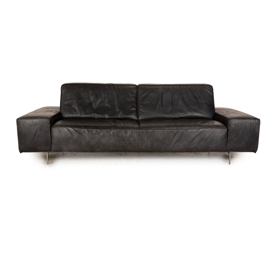 Koinor Omega Leder Viersitzer Anthrazit Schiefer Sofa Couch manuelle Funktion