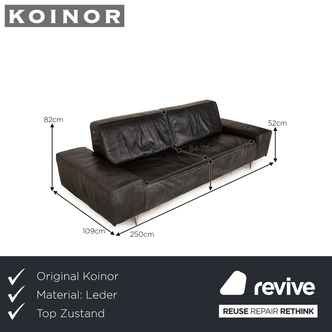 Koinor Omega Leder Viersitzer Anthrazit Schiefer Sofa Couch manuelle Funktion