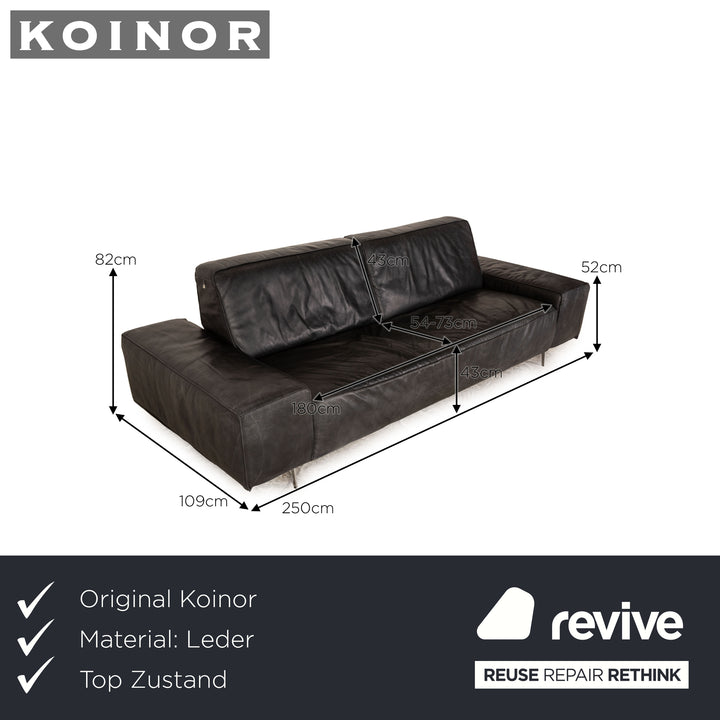 Koinor Omega leather four seater anthracite slate sofa couch manual function