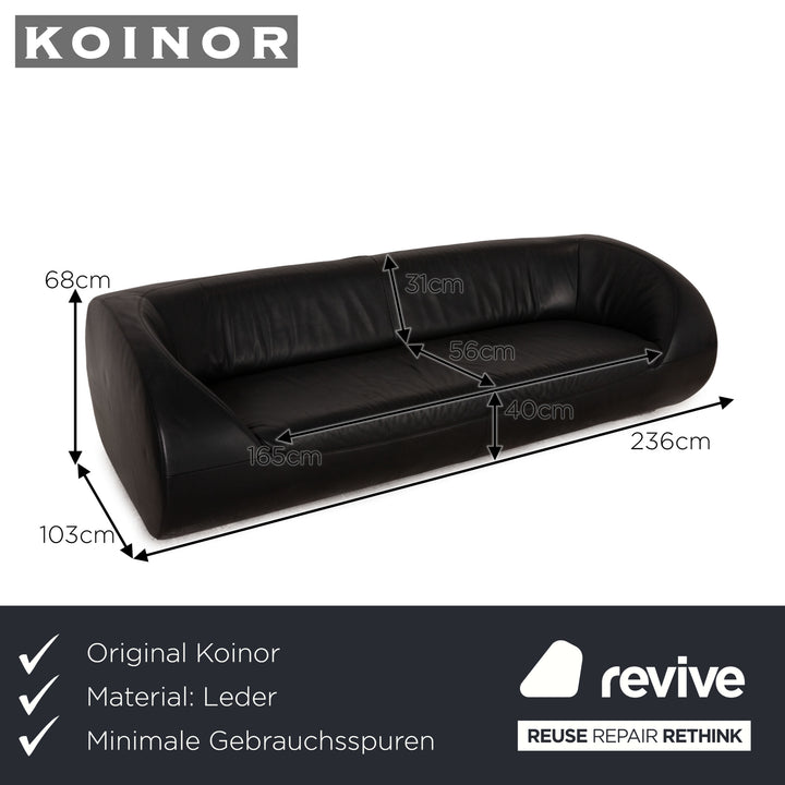 Koinor Pearl Leder Dreisitzer Schwarz Sofa Couch