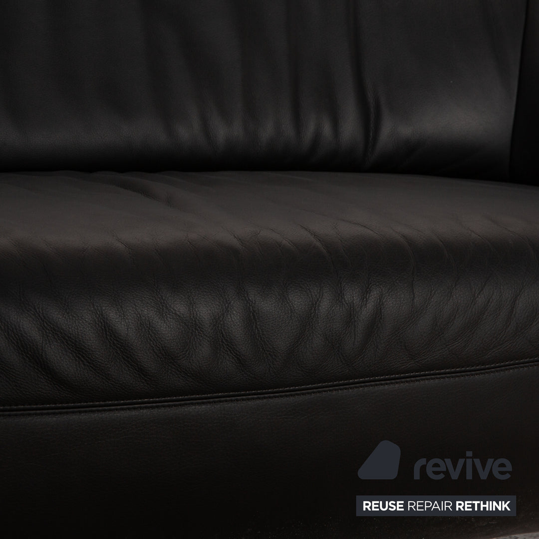 Koinor Pearl Leder Dreisitzer Schwarz Sofa Couch
