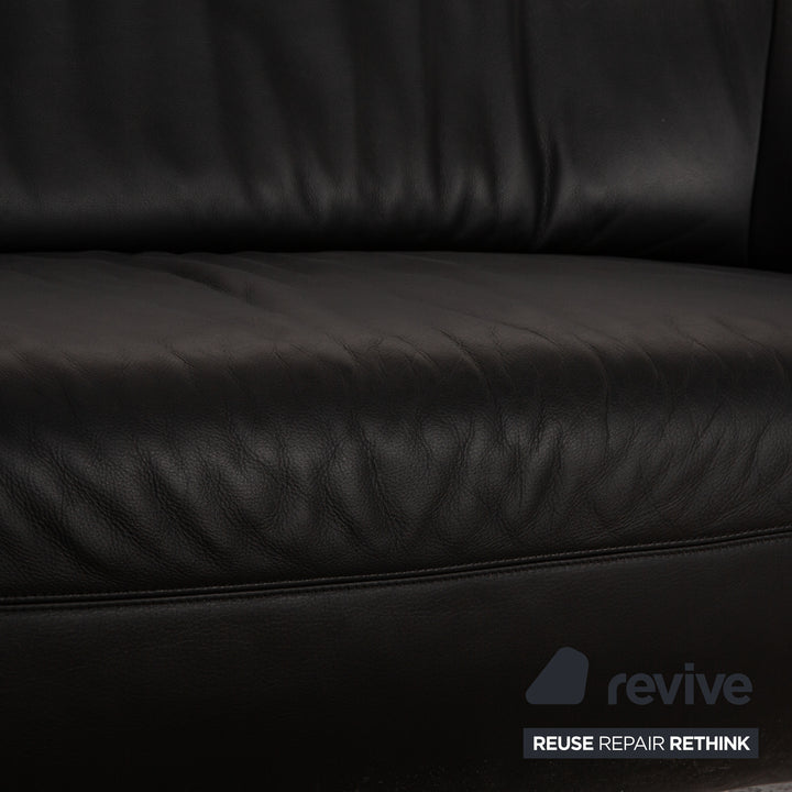Koinor Pearl Leder Dreisitzer Schwarz Sofa Couch
