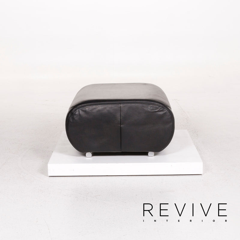 Koinor Pearl Leder Hocker Schwarz Ottoman 